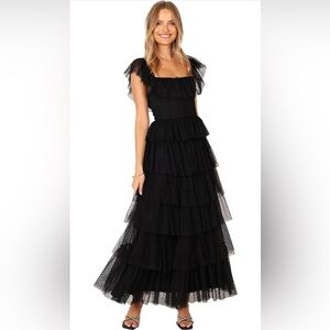 Petal & Pup Black Tiered Ruffle Maxi Dress with Smocked Waist